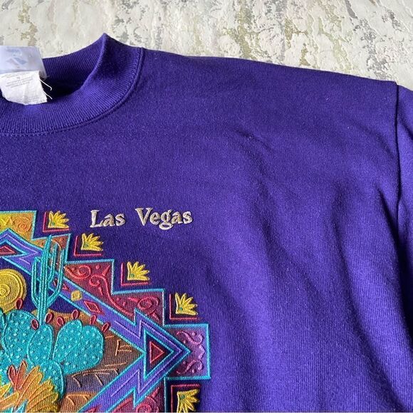 Southwestern Aztec oversized vintage Las Vegas Crewneck sweatshirt Y2K cactus - Picture 5 of 10